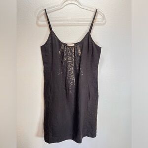 Eileen Fisher Embellishment 100% Organic Linen Dress Size M